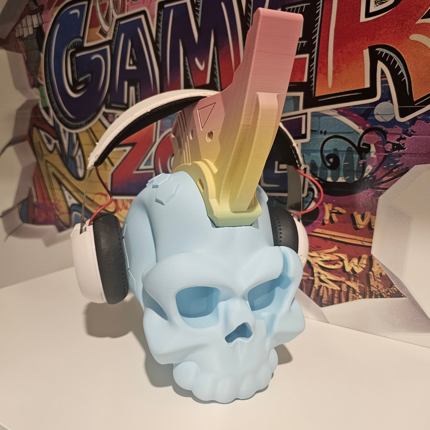 Universal Headset Stand - Blue Skull